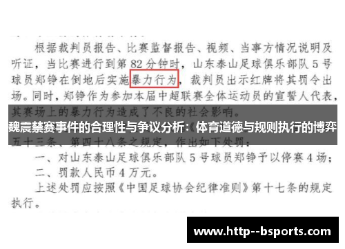 魏震禁赛事件的合理性与争议分析：体育道德与规则执行的博弈
